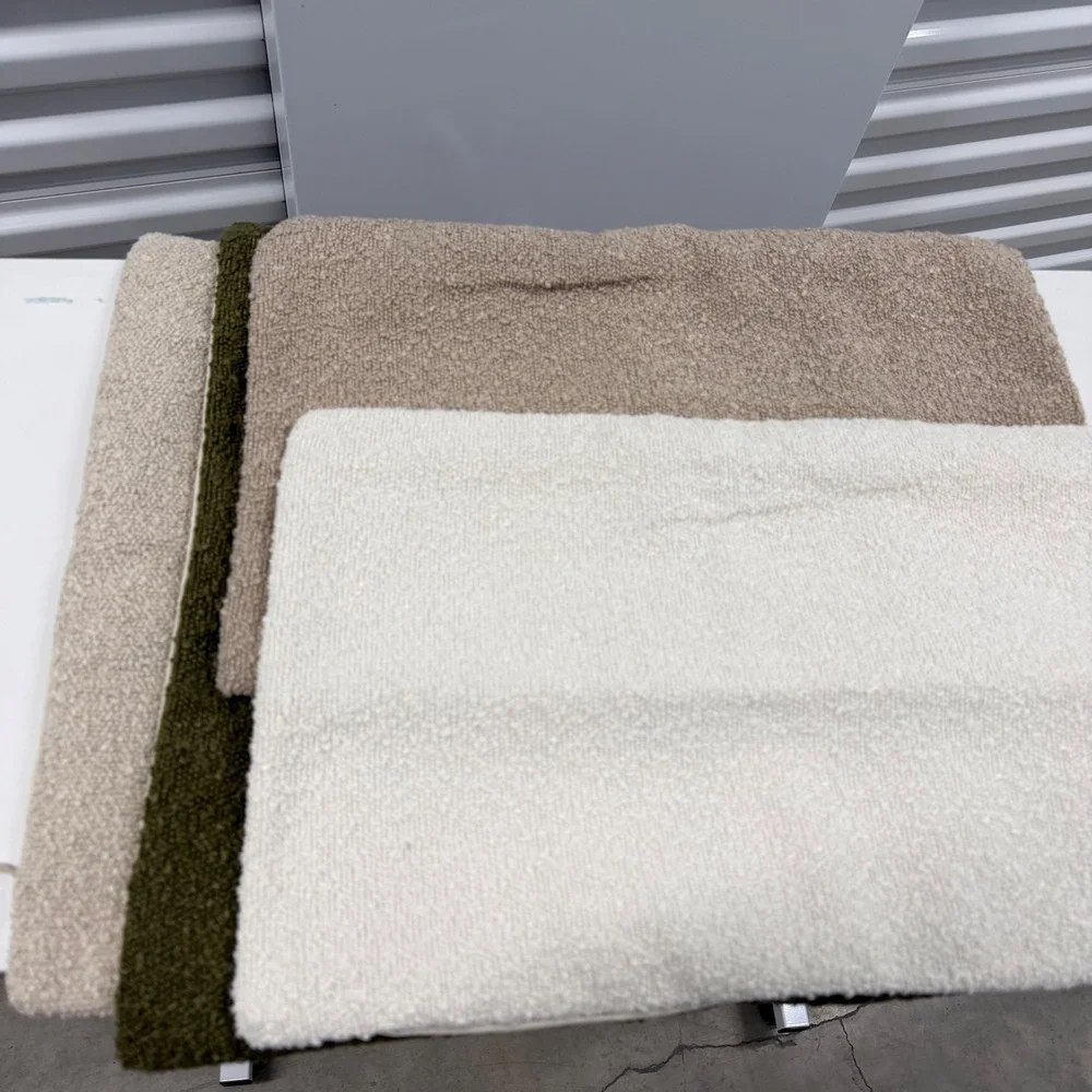 Set of 4 Boucle Throw Pillow Covers Earth Tones Olive Green Tan Cream Textured